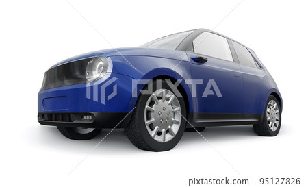 Compact urban electric car with a cute design and advanced technologies of the future on a white background. 3d illustration. 95127826
