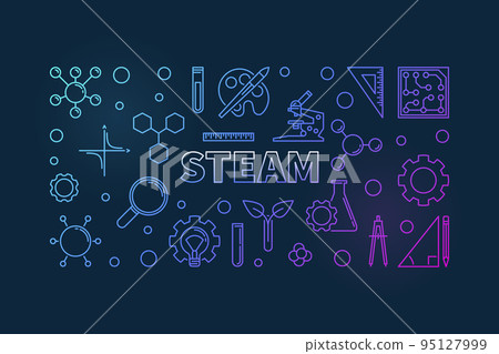 STEAM vector colored linear illustration on...-插圖素材 [95127999] - PIXTA圖庫