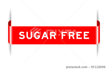 Red color inserted label banner with word sugar free on white background Red color inserted label banner with word sugar free on white background 95128099