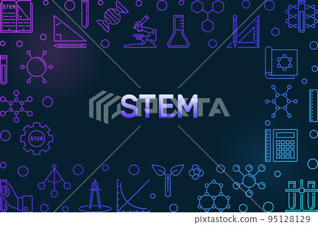STEM concept outline horizontal colored vector frame STEM concept outline horizontal colored vector frame 95128129