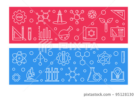 STEM Education vector creative concept outline banners STEM Education vector creative concept outline banners 95128130