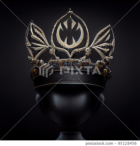 Silver crown on dark background 95128456