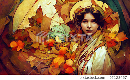 Vintage style girl portrait 95128467