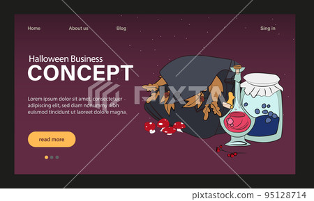 Happy Halloween Party Website Design. Landing Page Template with Symbols of Halloween Celebration. Flat Cartoon Vector Invitation Illustration for Website Page. Vector illustration Happy Halloween Party Website Design. Landing Page Template with Symbols of Halloween Celebration. Flat Cartoon Vector Invitation Illustration for Website Page. Vector illustration 95128714