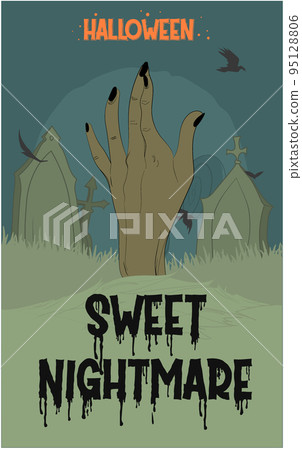 Happy Halloween banner or party invitation background with night clouds and pumpkins. Vector illustration. Full moon in the sky, spiders web and flying bats. Place for text Happy Halloween banner or party invitation background with night clouds and pumpkins. Vector illustration. Full moon in the sky, spiders web and flying bats. Place for text 95128806