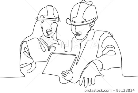 construction manager and engineer working on building site. Vector illustration construction manager and engineer working on building site. Vector illustration 95128834