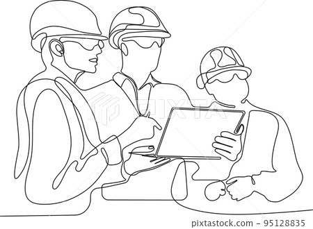 construction manager and engineer working on building site. Vector illustration construction manager and engineer working on building site. Vector illustration 95128835