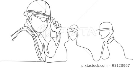 construction manager and engineer working on building site. Vector illustration 95128967