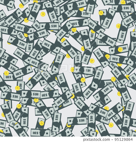 Dollar Banknotes and Golden Coins Seamless Pattern 95129864