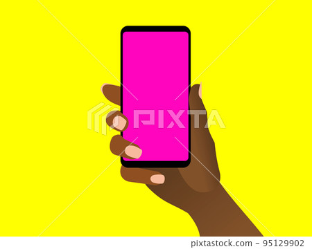 African Woman Hand Shows Smartphone Blank Screen 95129902