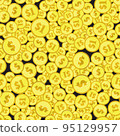 Golden Dollar Coins Top View Seamless Pattern 95129957