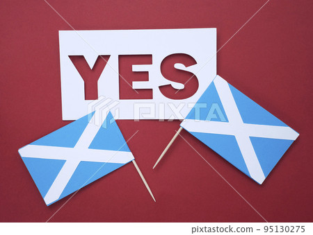 Scottish independence referendum 19th october 2023. scotland vote for independence, politic relative background with national flags Scottish independence referendum 19th october 2023. scotland vote for independence, politic relative background with national flags 95130275