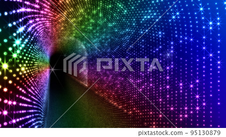 霓虹燈 LED 燈科幻未來點暗空間背景 3d 插圖 95130879