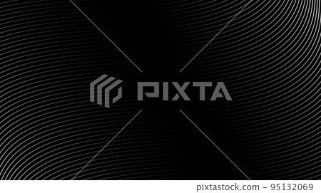 Wavy lines background. Abstract stripes texture. Warped and curved lines wallpaper. Black minimalistic design template 95132069