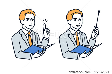 Vector illustration material of a businessman explaining with a pointing stick 95132121