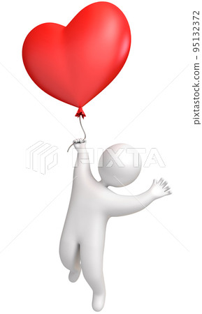 Man flying in a balloon 95132372