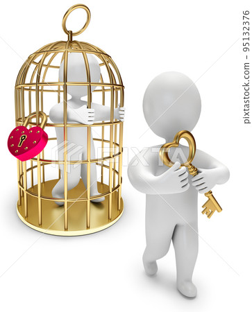 man in a golden cage, person holds the golden key man in a golden cage, person holds the golden key 95132376