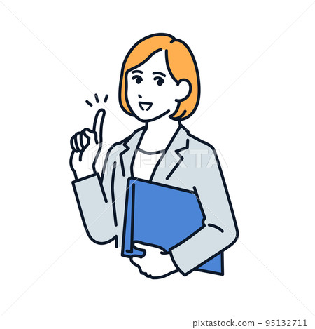 Vector illustration material of a woman in a suit explaining the point 95132711