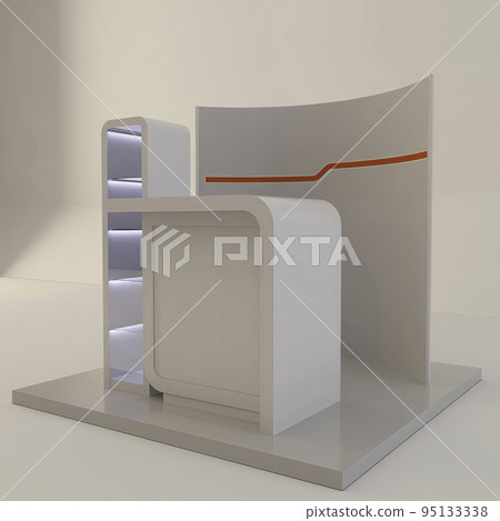 3D illustration of a shopping island in a shopping center. Display of Kiosk shopping center design ideas. Trade island 3D illustration of a shopping island in a shopping center. Display of Kiosk shopping center design ideas. Trade island 95133338