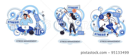 Stress management abstract metaphor, pressure control, depression, emotional tension, mental health 95133499