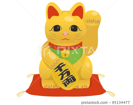 Lucky cat raising left hand _ Gold Lucky cat raising left hand _ Gold 95134477