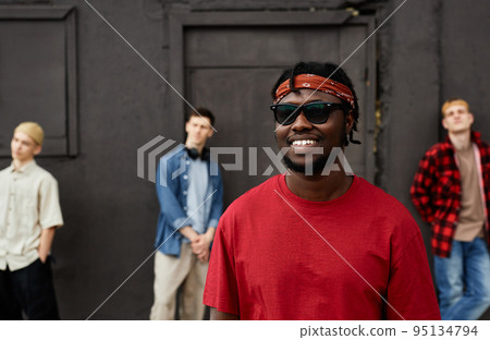 Black Young Man in Street 95134794