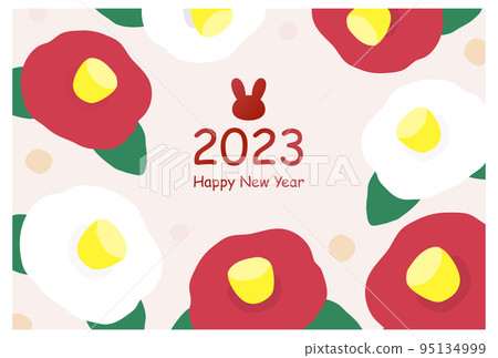 Camellia pattern New Year's card template landscape size Camellia pattern New Year's card template landscape size 95134999