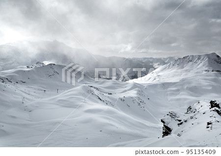 Skiing slopes from the top 95135409