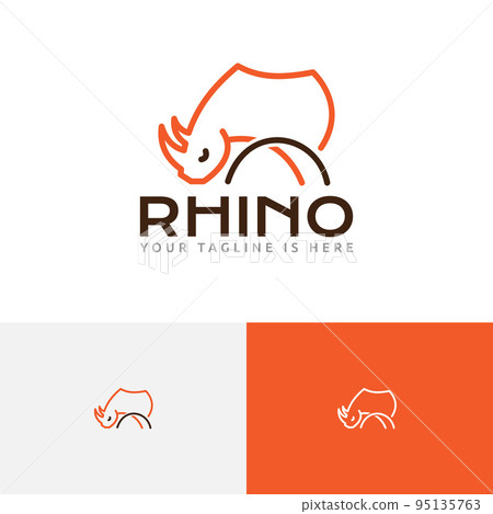 Rhino Rhinoceros Wild Animal Nature Abstract Line Logo 95135763