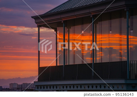 Hyogo prefecture JR Maiko station area cityscape at dusk 95136143