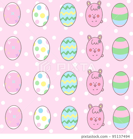 Hand draw Illustration of cute design easter eggs with polka dot pattern background Hand draw Illustration of cute design easter eggs with polka dot pattern background 95137494