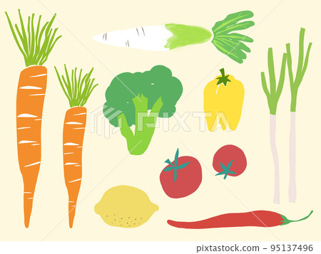 Doodle style illustration of ingredients vegetables Doodle style illustration of ingredients vegetables 95137496