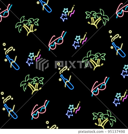 Illustration of neon cocktails star and sun glasses 80s design element background Illustration of neon cocktails star and sun glasses 80s design element background 95137498
