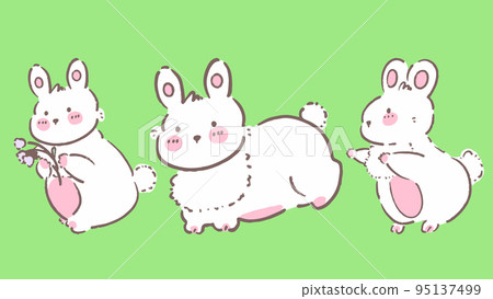 Illustrasted of cartoon little cute white bunny for decorative Illustrasted of cartoon little cute white bunny for decorative 95137499