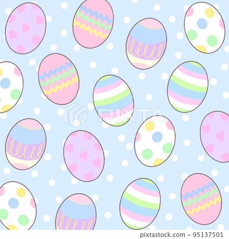 Hand draw Illustration of cute design easter eggs with polka dot pattern background Hand draw Illustration of cute design easter eggs with polka dot pattern background 95137501