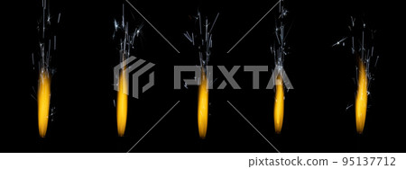 Set of real jet fire with sparks on black background for overlay blending mode Set of real jet fire with sparks on black background for overlay blending mode 95137712