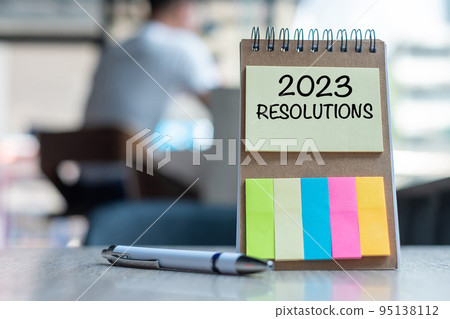 2023 Resolution word on note paper with pen on wooden table. strategy, solution, goal, business, New Year New You and happy holiday concepts 2023 Resolution word on note paper with pen on wooden table. strategy, solution, goal, business, New Year New You and happy holiday concepts 95138112
