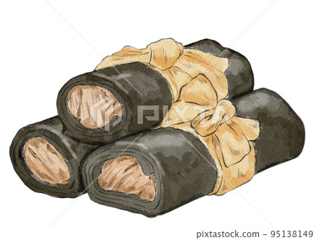 Illustration of multiple kelp rolls (watercolor style) Illustration of multiple kelp rolls (watercolor style) 95138149