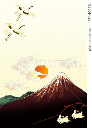 New Year's card 2023 Reiwa 5 Year of the Rabbit Black Fuji New Year's sunrise 95140060