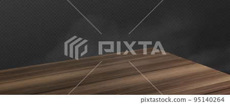Wooden table corner with smoke perspective view 95140264