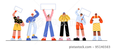 Angry people protesting flat vector illustration 95140383