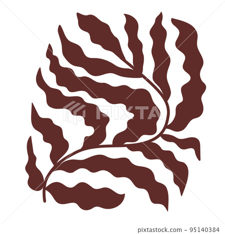 Matisse plant shape. Modern floral abstract poster. Brown leaf in Matisse collage style. Botanical abstract isolated element. Matisse abstract vector illustration. Hand drawn plant. Contemporary art. Matisse plant shape. Modern floral abstract poster. Brown leaf in Matisse collage style. Botanical abstract isolated element. Matisse abstract vector illustration. Hand drawn plant. Contemporary art. 95140384