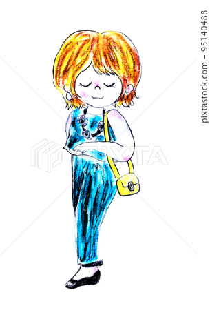 Setup adult girl fashion full body illustration Setup adult girl fashion full body illustration 95140488
