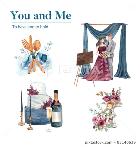 Bouquet template with cozy chic wedding concpet,watercolor style Bouquet template with cozy chic wedding concpet,watercolor style 95140639