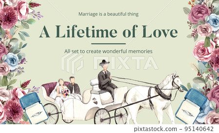 Blog banner template with cozy chic wedding concpet,watercolor style 95140642