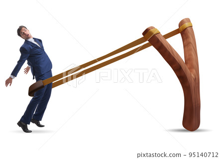 Businessman being launched from slingshot in career concept 95140712