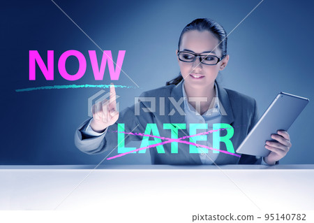 Concept of procrastination with now or later Concept of procrastination with now or later 95140782