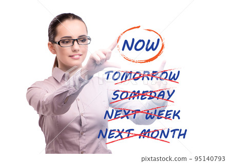 Concept of procrastination with now or later Concept of procrastination with now or later 95140793