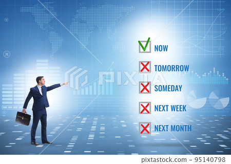 Concept of procrastination with now or later Concept of procrastination with now or later 95140798
