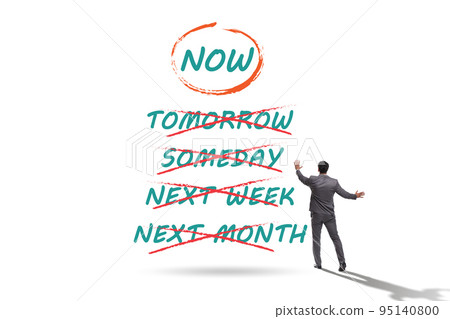 Concept of procrastination with now or later Concept of procrastination with now or later 95140800